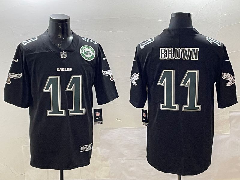 Men Philadelphia Eagles #11 Brown Black Fashion 2025 Nike Limited NFL Jersey style 3